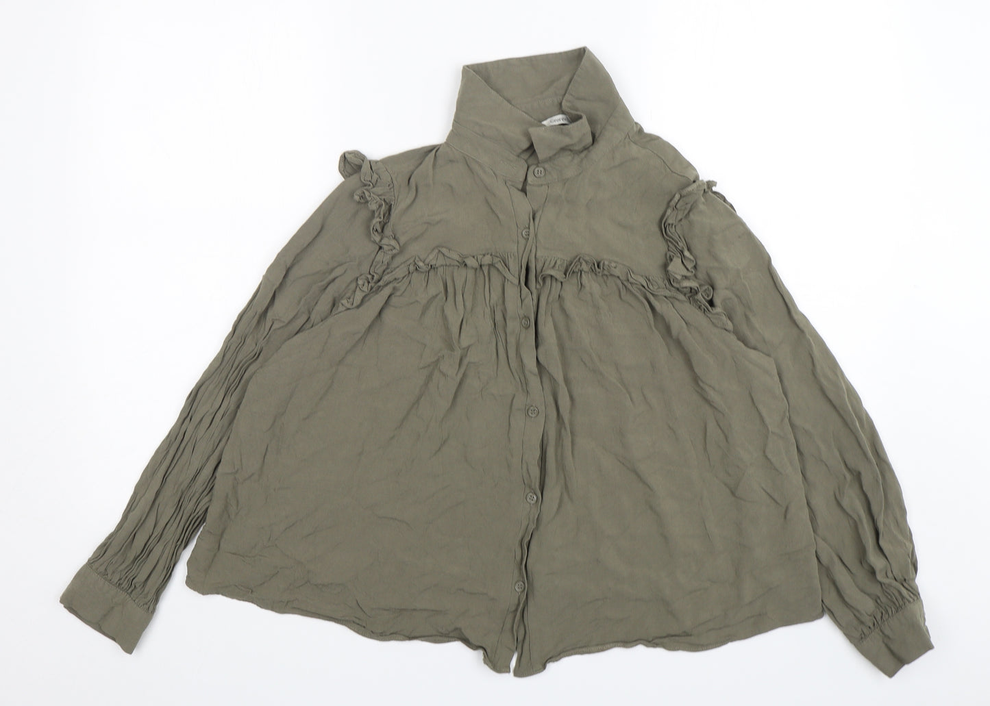 George Womens Green  Viscose Basic Button-Up Size 14 Collared