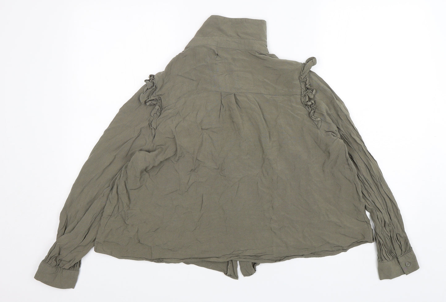 George Womens Green  Viscose Basic Button-Up Size 14 Collared