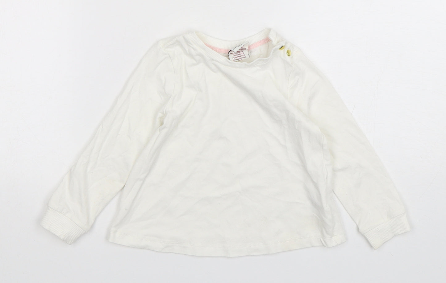 Aspen  Girls White  Cotton Basic T-Shirt Size 2 Years Round Neck Pullover
