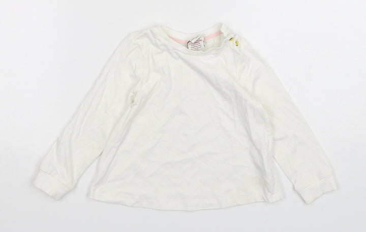 Aspen  Girls White  Cotton Basic T-Shirt Size 2 Years Round Neck Pullover