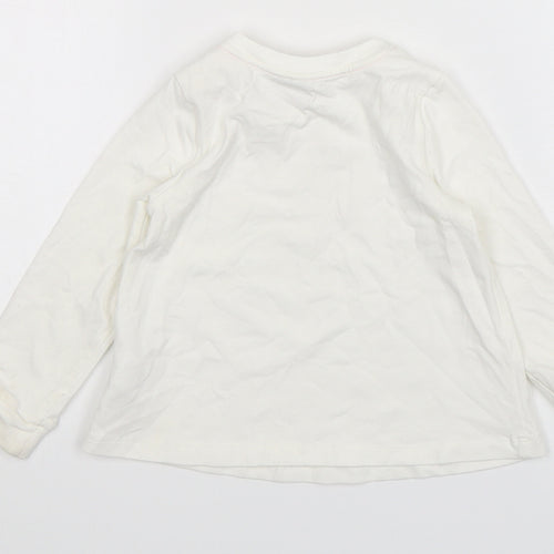 Aspen  Girls White  Cotton Basic T-Shirt Size 2 Years Round Neck Pullover