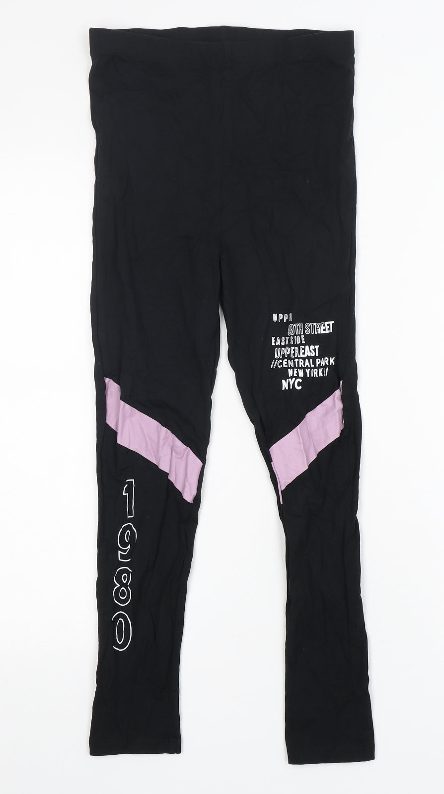 George Girls Black  Cotton Sweatpants Trousers Size 11-12 Years  Regular