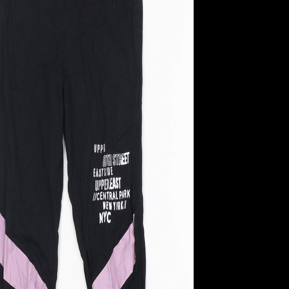 George Girls Black  Cotton Sweatpants Trousers Size 11-12 Years  Regular