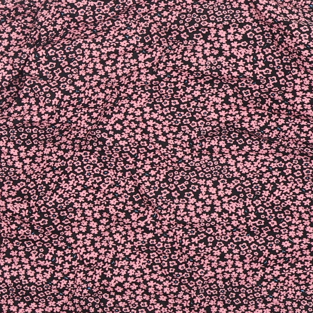 H&M Girls Pink Floral Cotton Basic Button-Up Size 10-11 Years Collared Button