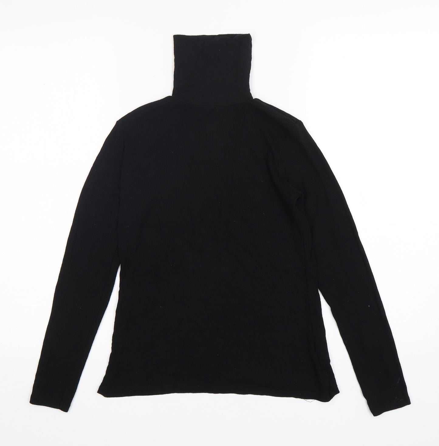 Atmosphere Womens Black  Viscose Basic T-Shirt Size 12 Roll Neck