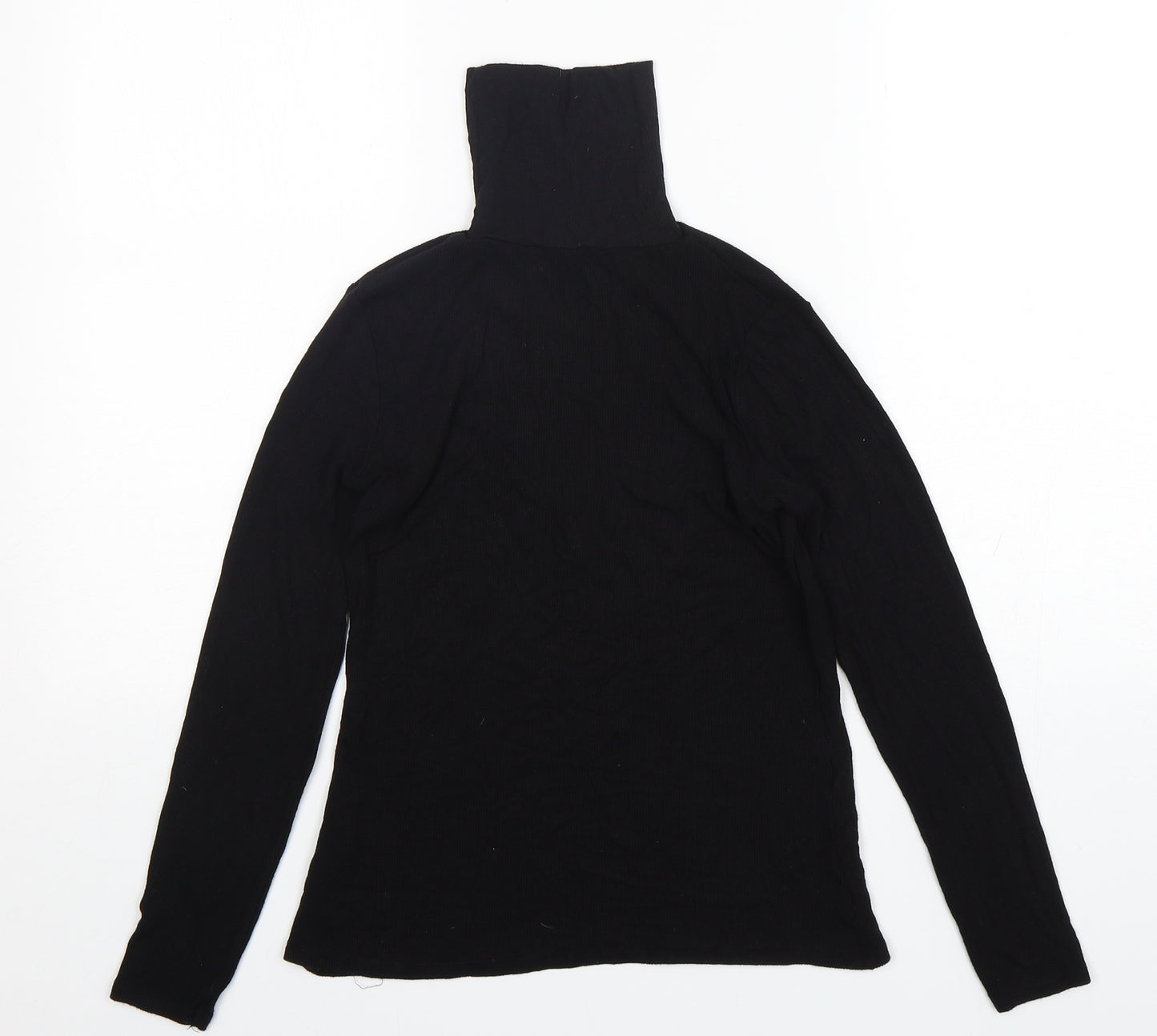 Atmosphere Womens Black  Viscose Basic T-Shirt Size 12 Roll Neck