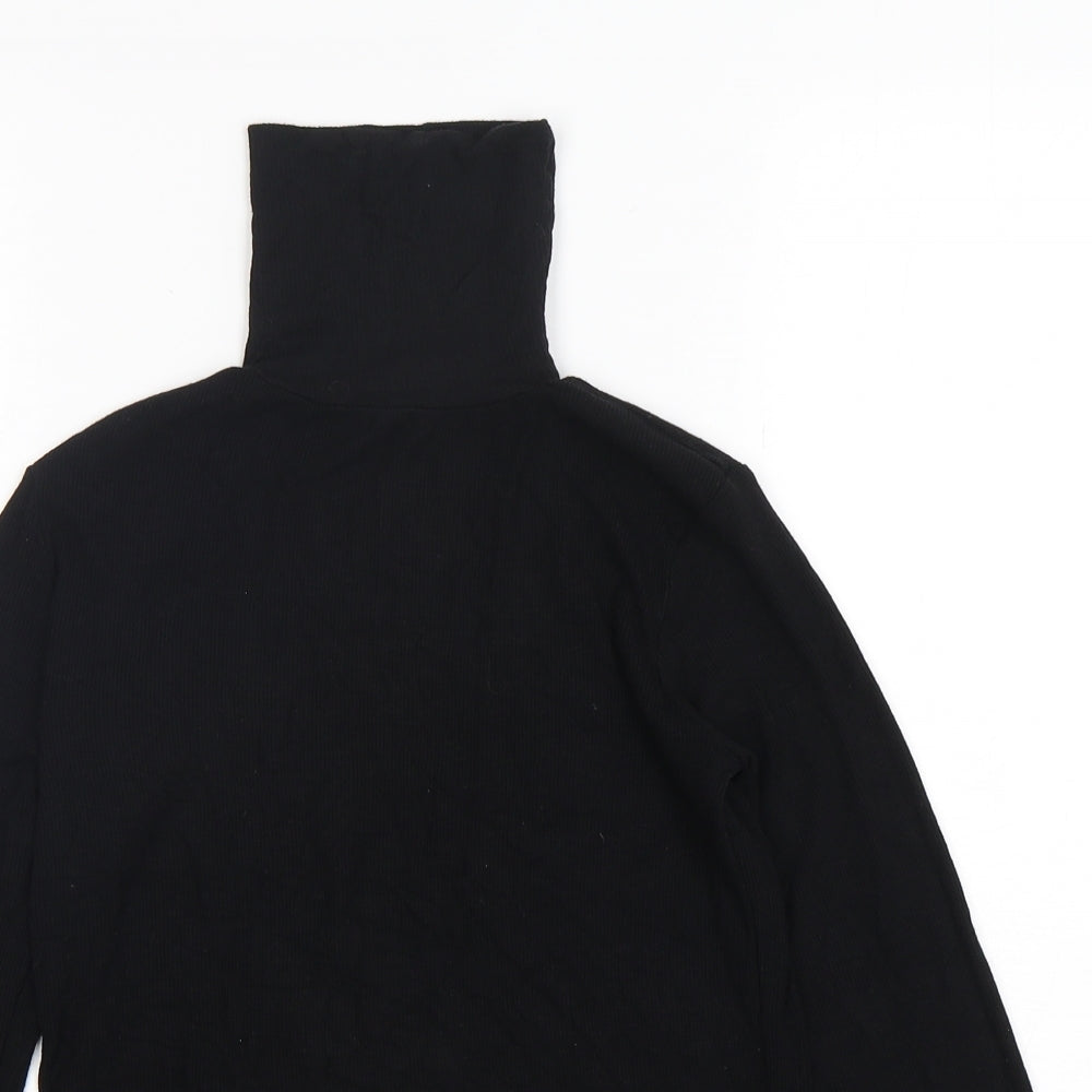 Atmosphere Womens Black  Viscose Basic T-Shirt Size 12 Roll Neck