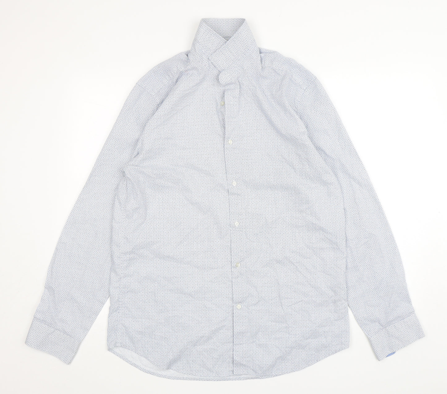 NEXT Mens Multicoloured Geometric Polyester  Dress Shirt Size 16 Collared Button