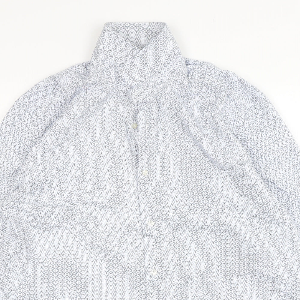 NEXT Mens Multicoloured Geometric Polyester  Dress Shirt Size 16 Collared Button