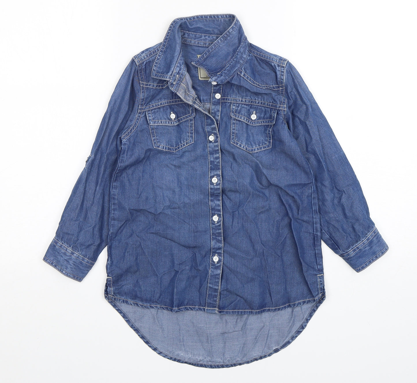 NEXT Girls Blue  Lyocell Basic Button-Up Size 5 Years Collared Button