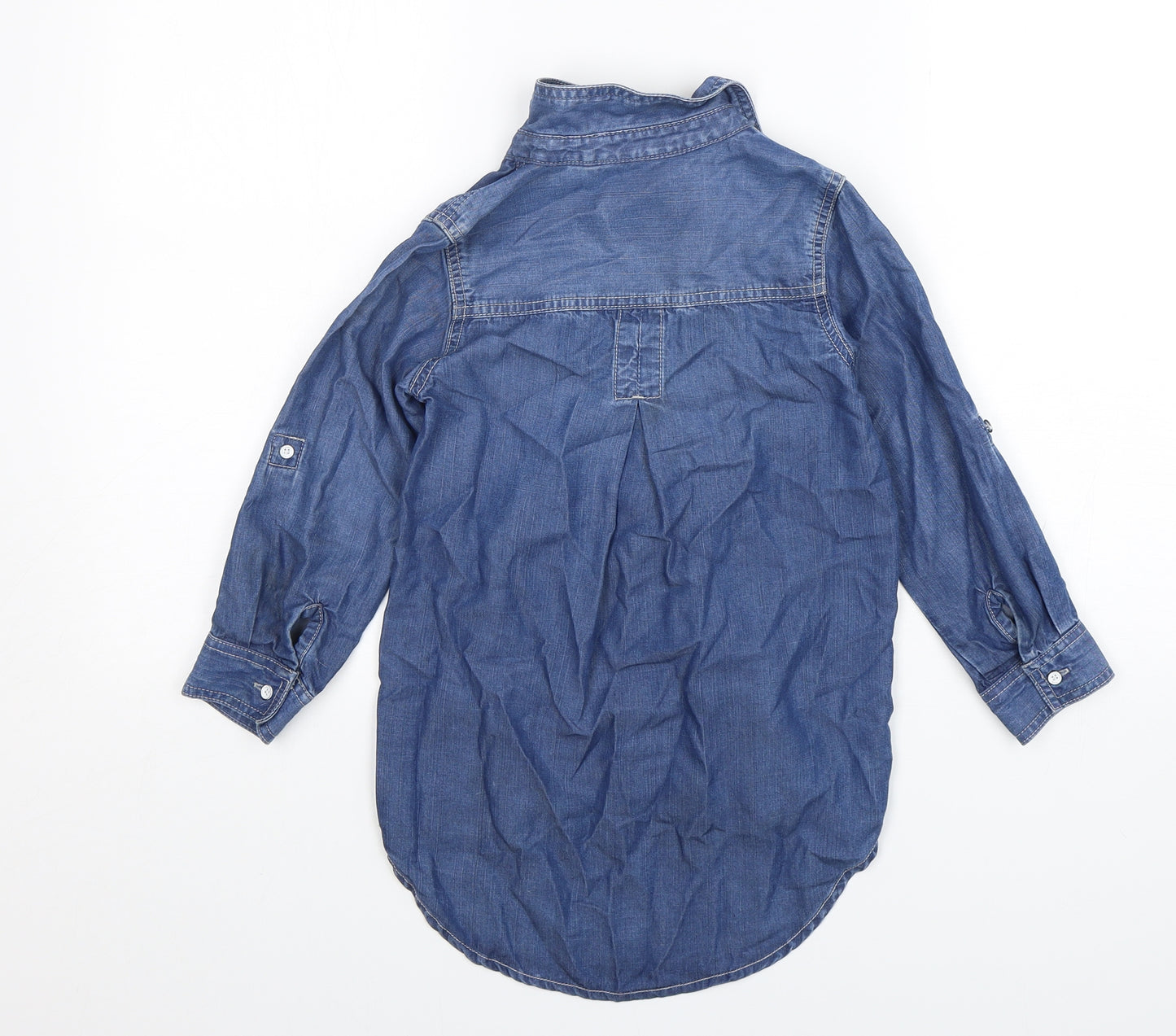 NEXT Girls Blue  Lyocell Basic Button-Up Size 5 Years Collared Button
