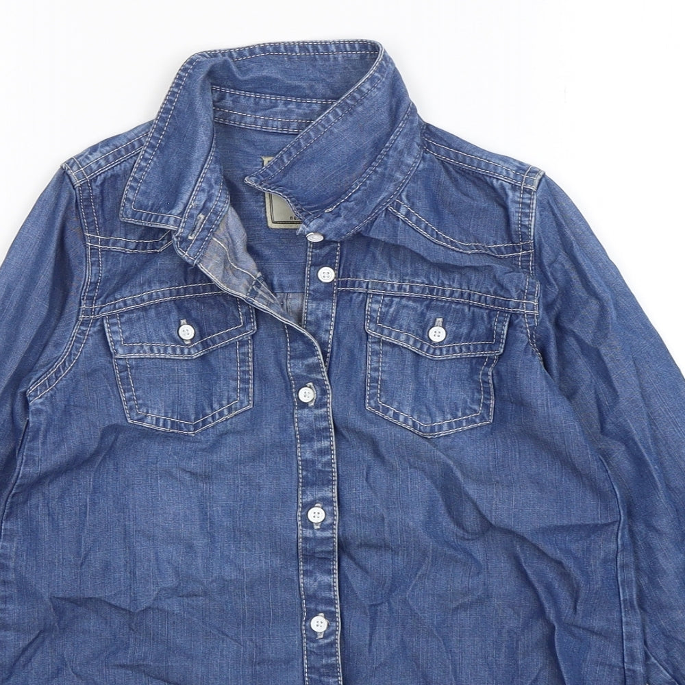 NEXT Girls Blue  Lyocell Basic Button-Up Size 5 Years Collared Button