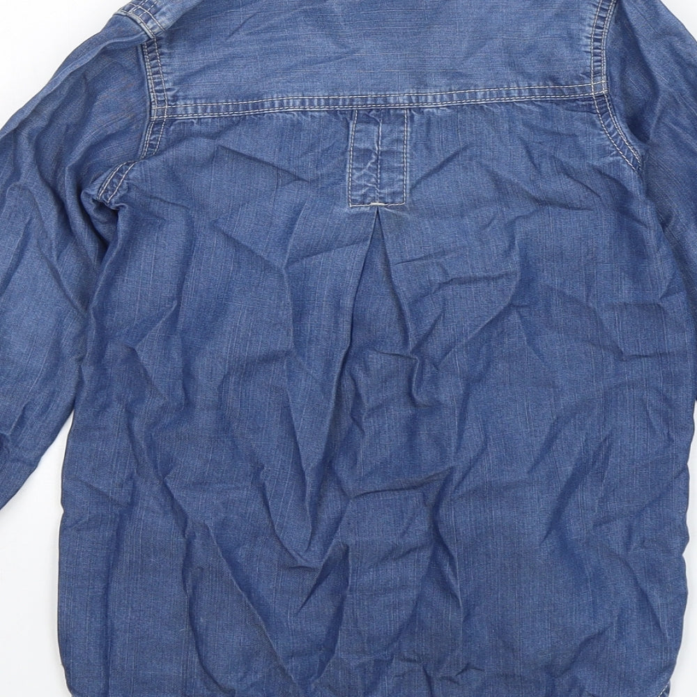NEXT Girls Blue  Lyocell Basic Button-Up Size 5 Years Collared Button
