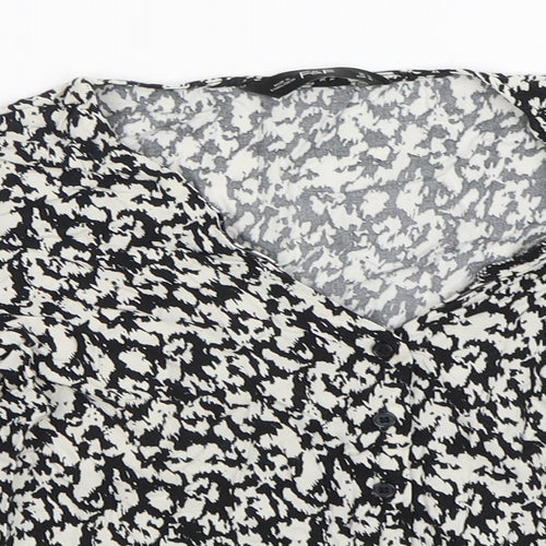 F&F Womens Multicoloured Animal Print Viscose Basic Button-Up Size 10 V-Neck