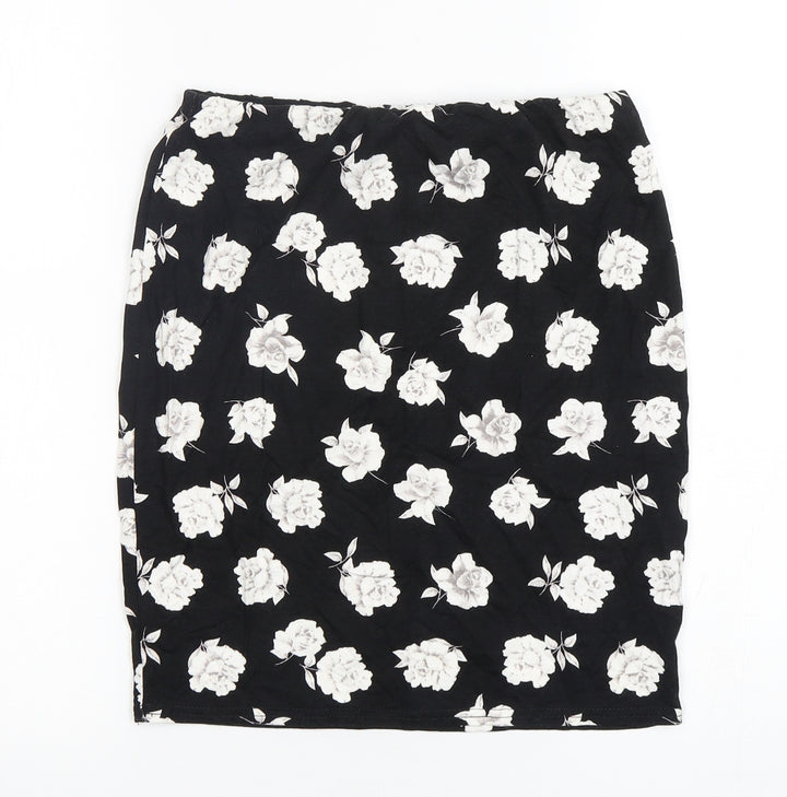 New Look Girls Black Floral Polyester Mini Skirt Size 12-13 Years Regular