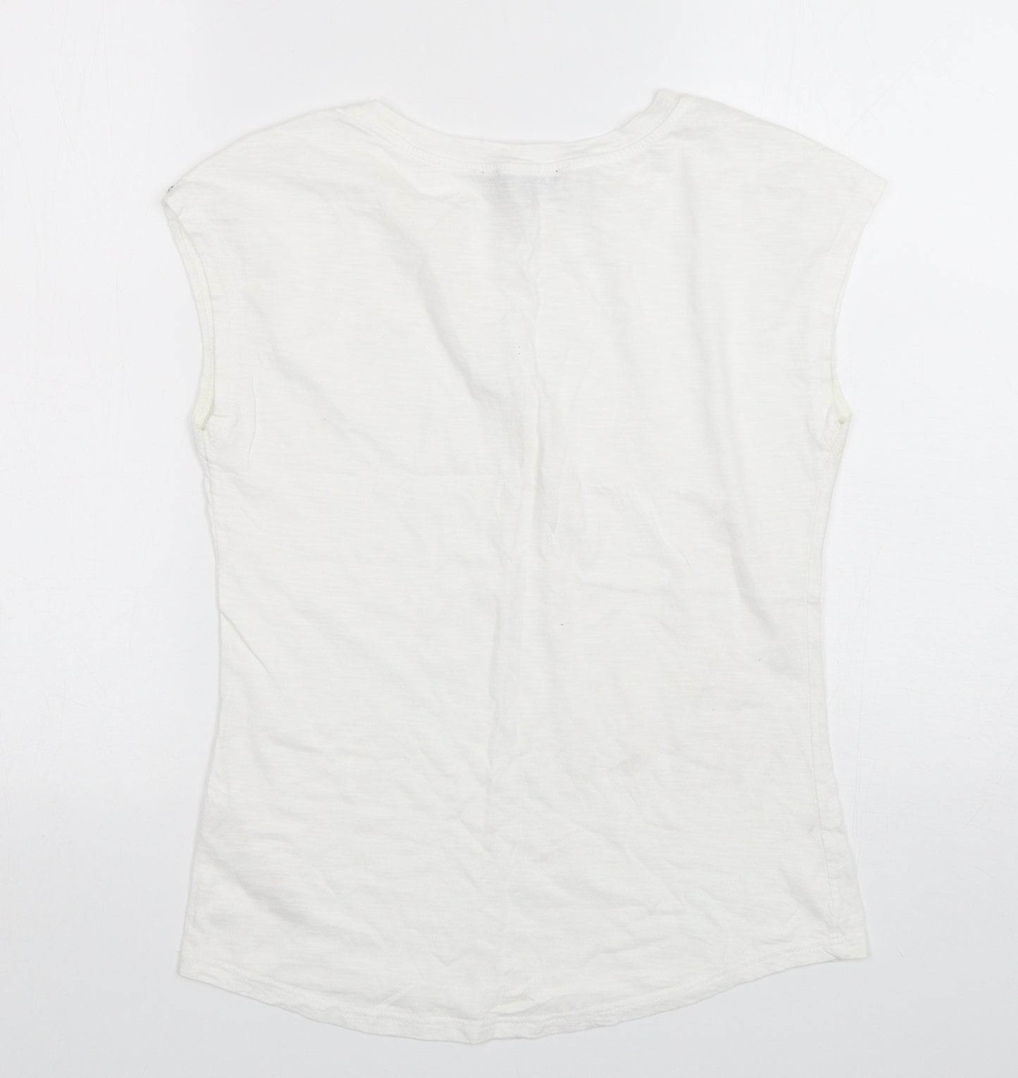 Dorothy Perkins Womens White  Cotton Basic Tank Size 8 Round Neck