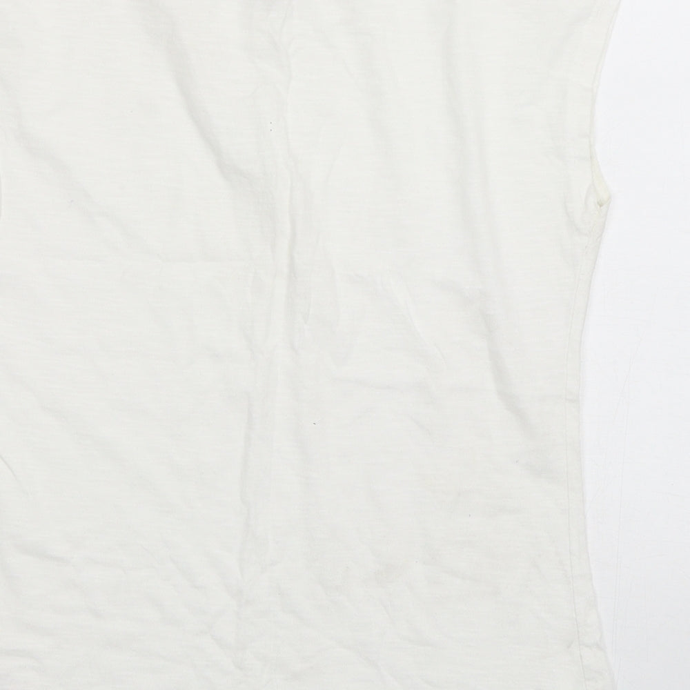 Dorothy Perkins Womens White  Cotton Basic Tank Size 8 Round Neck