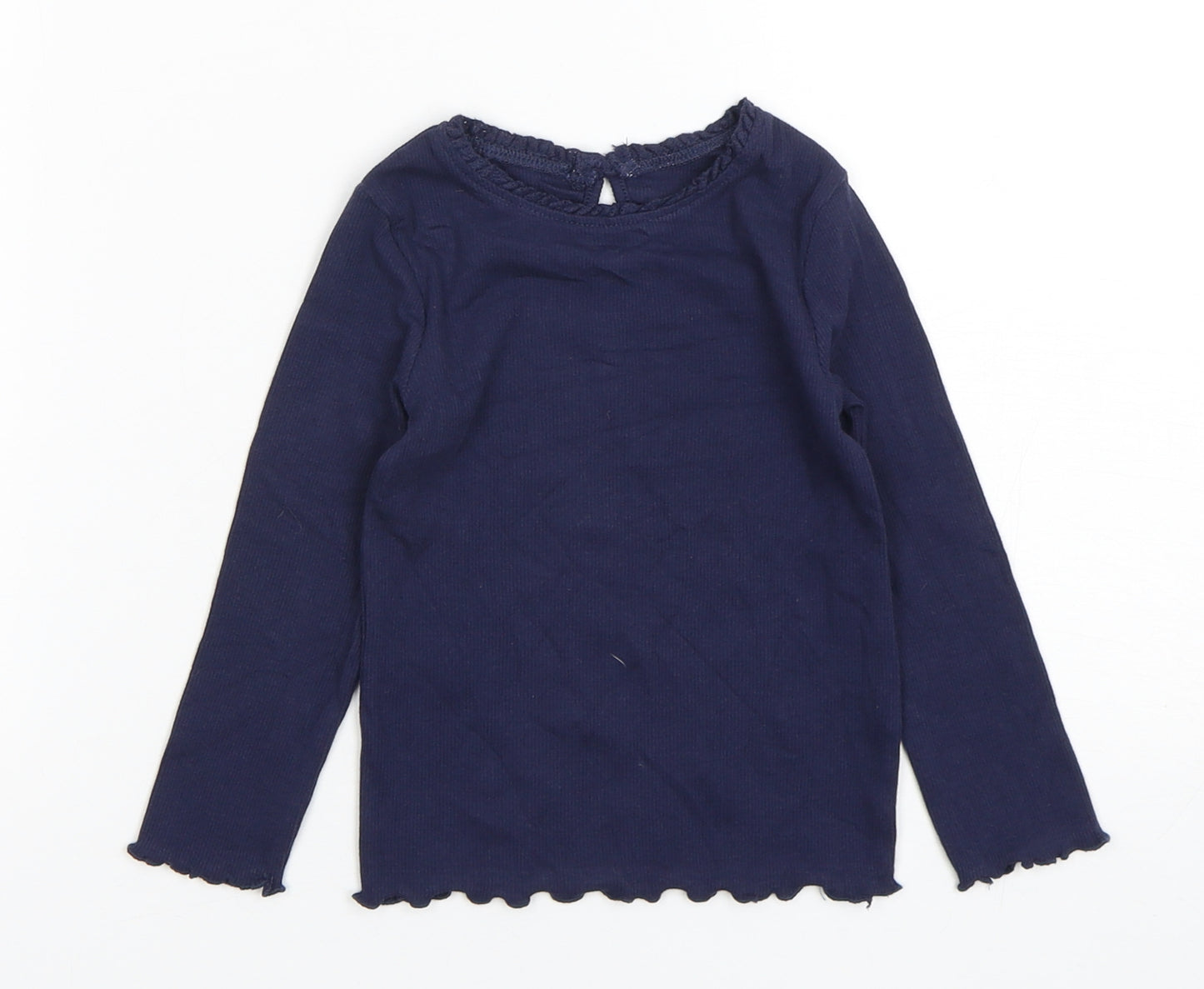 Dunnes Stores Girls Blue  Cotton Basic T-Shirt Size 18-24 Months Round Neck Pullover