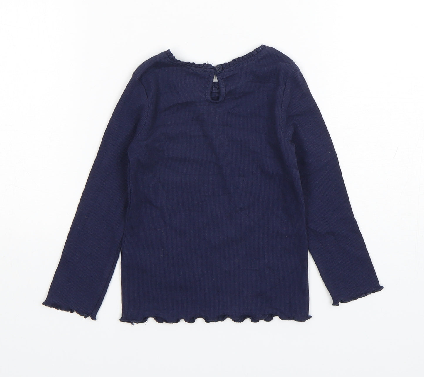 Dunnes Stores Girls Blue  Cotton Basic T-Shirt Size 18-24 Months Round Neck Pullover
