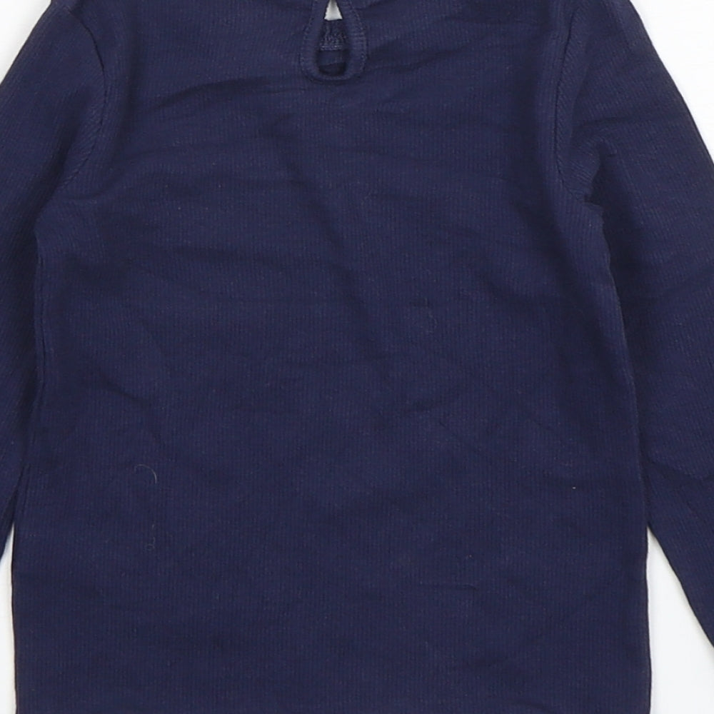 Dunnes Stores Girls Blue  Cotton Basic T-Shirt Size 18-24 Months Round Neck Pullover