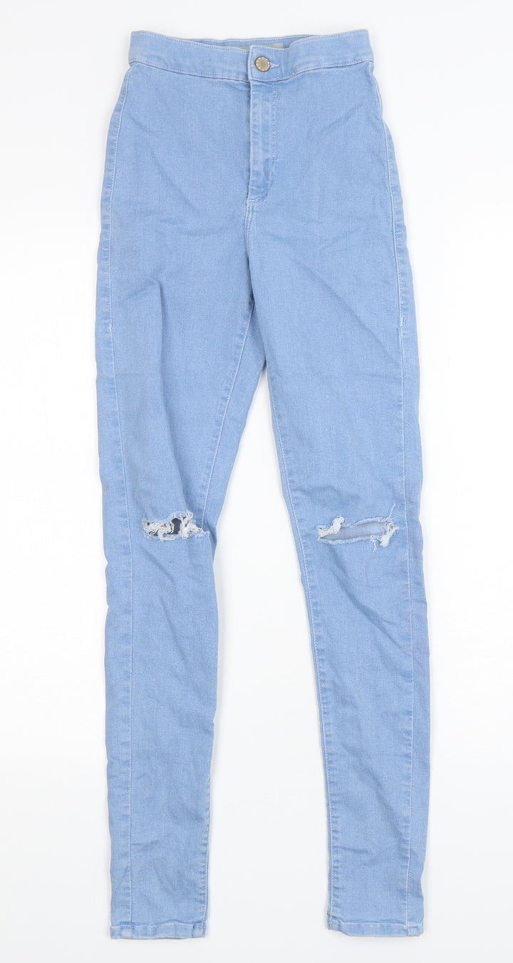 Topshop Womens Blue Polyester Skinny Jeans Size 26 in L32 in Regular