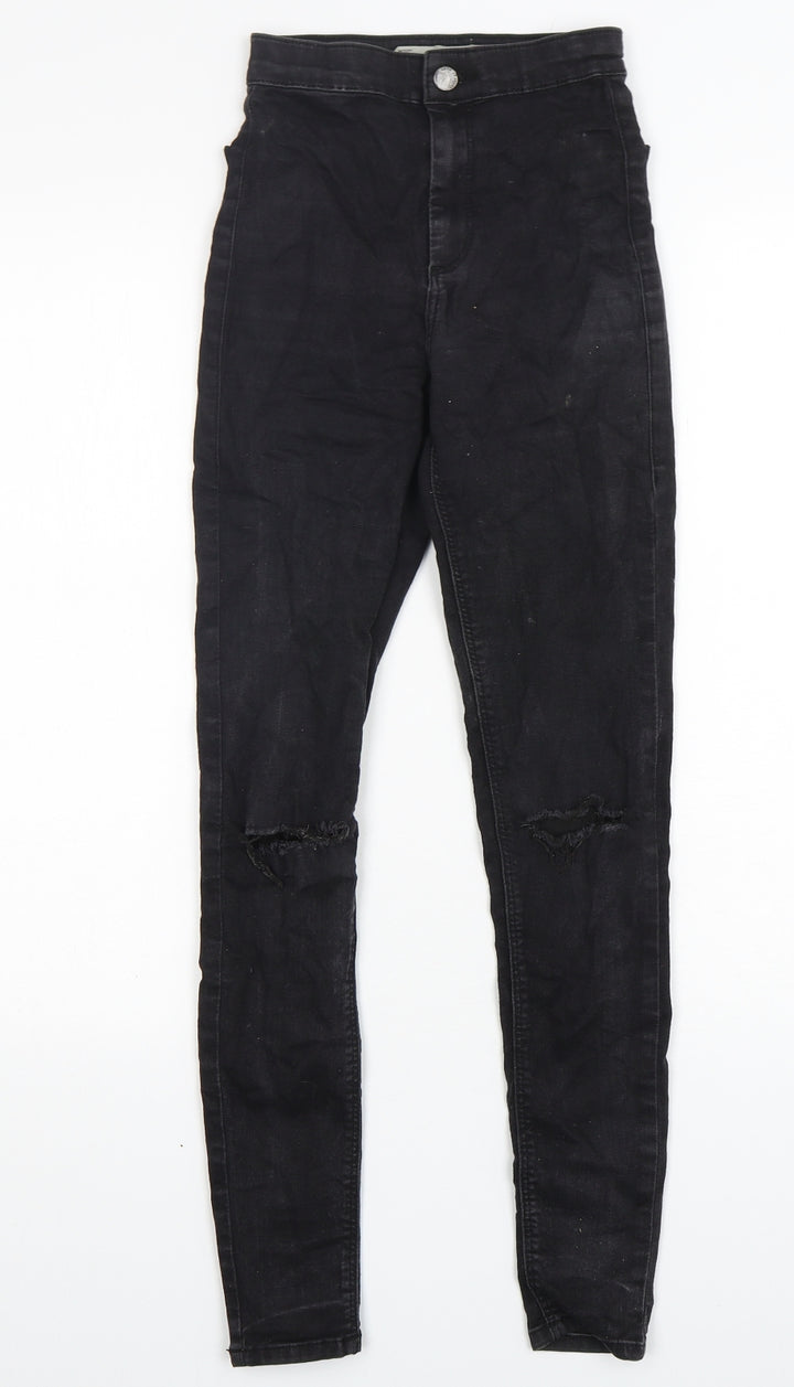 Toshop Womens Black  Cotton Skinny Jeans Size 24 in L28 in Regular