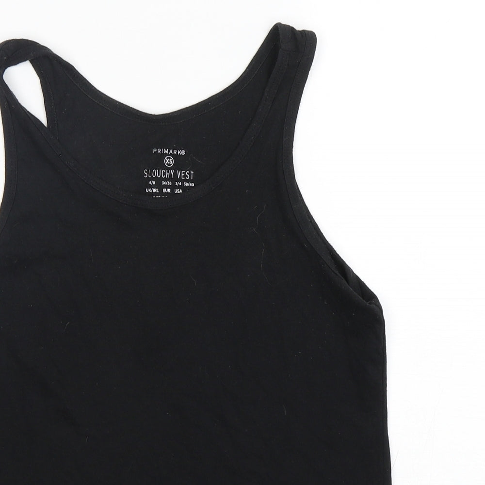 Primark Womens Black  Polyester Basic Tank Size 6 Round Neck