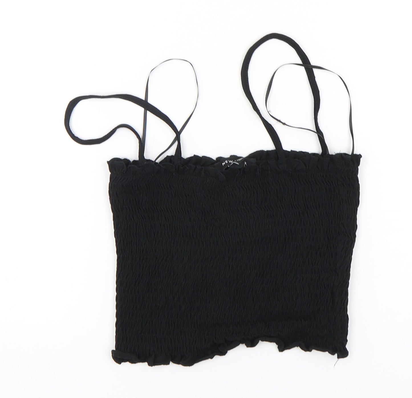 New Look Womens Black  Cotton Cropped Tank Size 8 Off the Shoulder