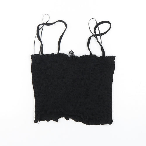 New Look Womens Black  Cotton Cropped Tank Size 8 Off the Shoulder
