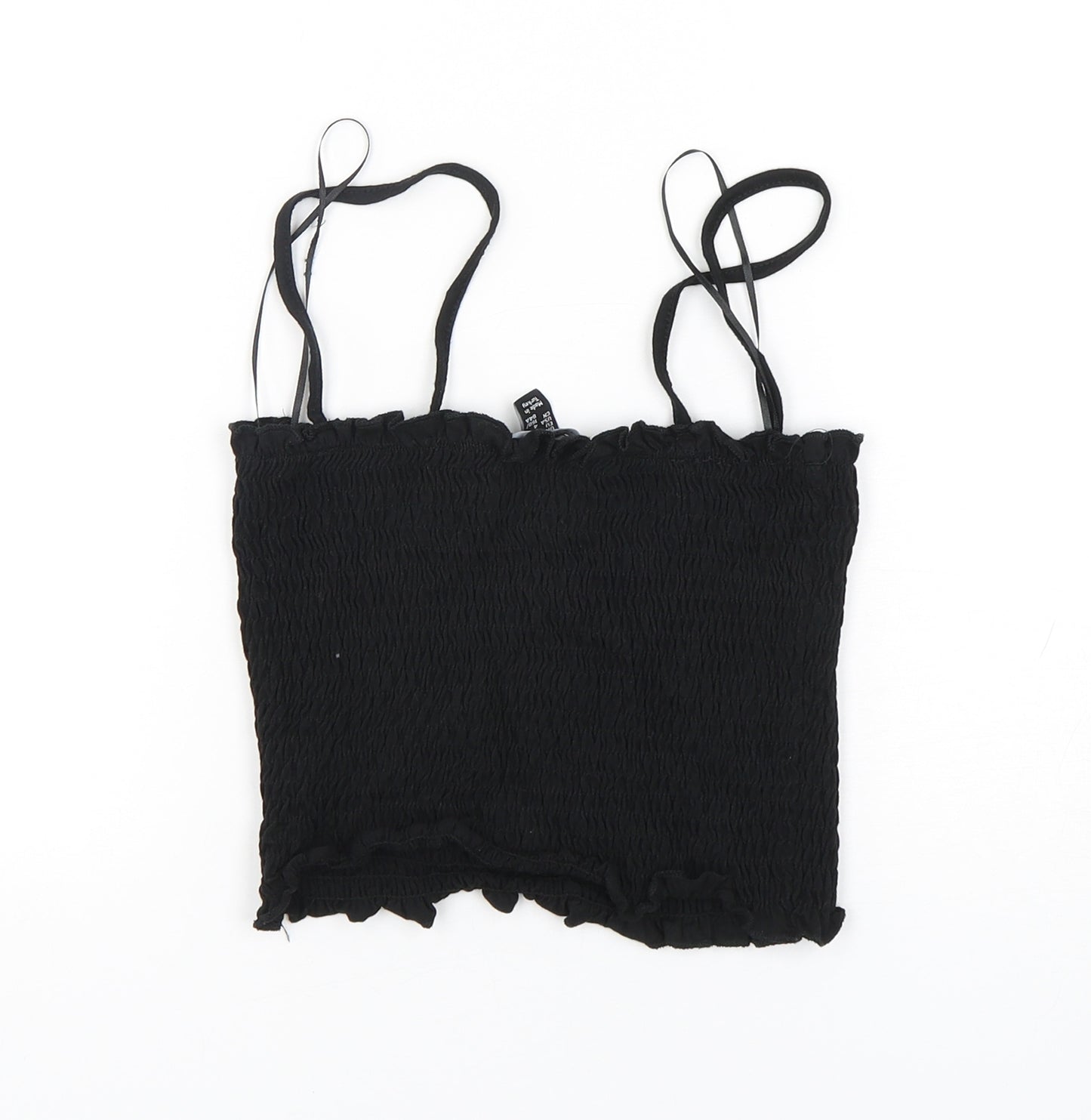 New Look Womens Black  Cotton Cropped Tank Size 8 Off the Shoulder