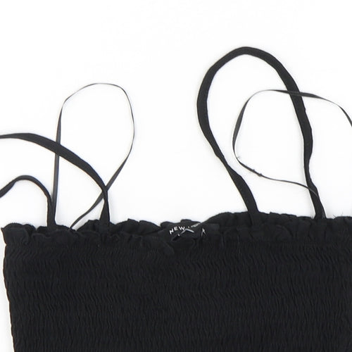 New Look Womens Black  Cotton Cropped Tank Size 8 Off the Shoulder