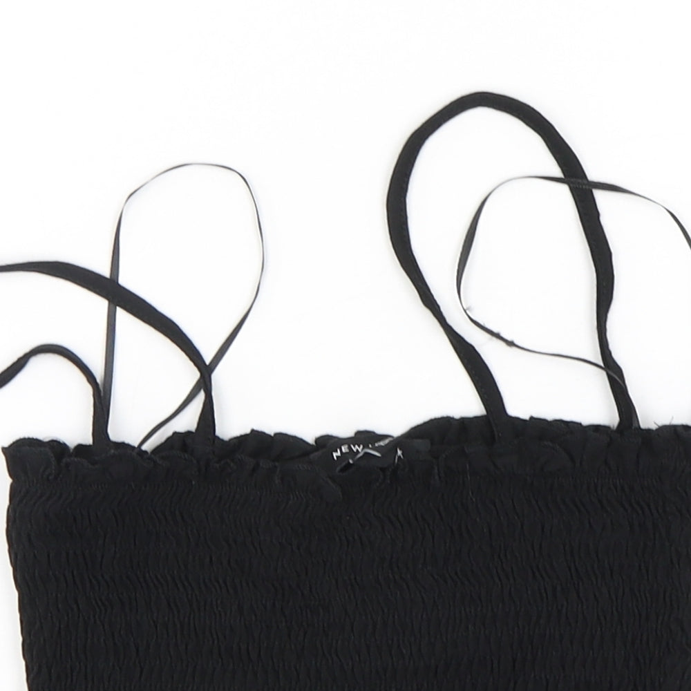 New Look Womens Black  Cotton Cropped Tank Size 8 Off the Shoulder