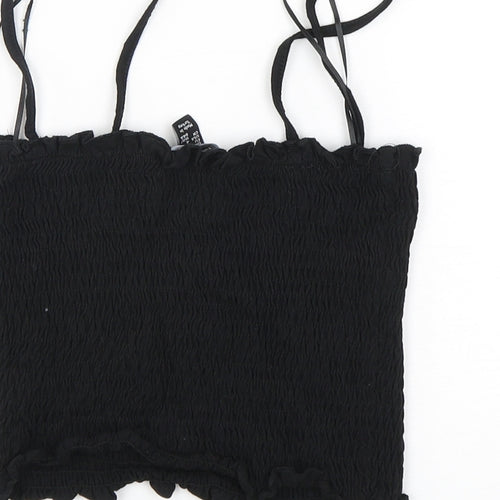 New Look Womens Black  Cotton Cropped Tank Size 8 Off the Shoulder