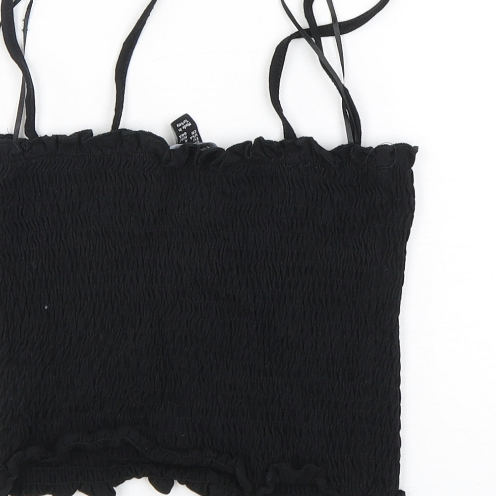 New Look Womens Black  Cotton Cropped Tank Size 8 Off the Shoulder