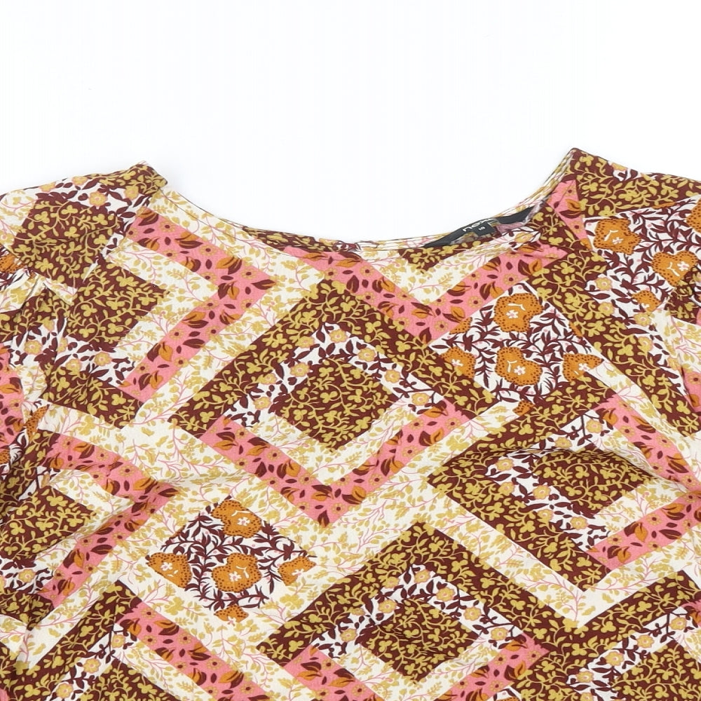 NEXT Womens Multicoloured Argyle/Diamond Viscose Basic Blouse Size 18 Round Neck