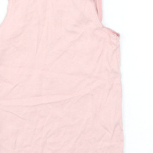 Marks and Spencer Girls Pink  Cotton Basic Tank Size 5-6 Years Round Neck Pullover