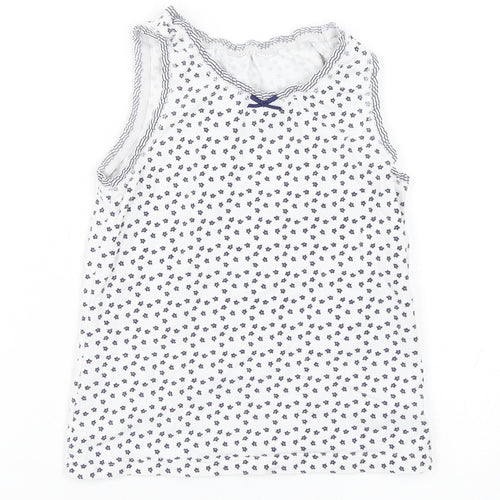 NEXT Girls Multicoloured Floral Cotton Basic Tank Size 5-6 Years Round Neck Pullover