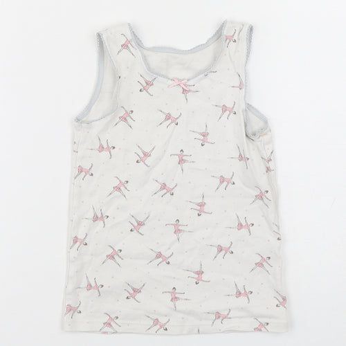 Marks and Spencer Girls Multicoloured Spotted Cotton Basic Tank Size 4-5 Years Round Neck Pullover - ballerina