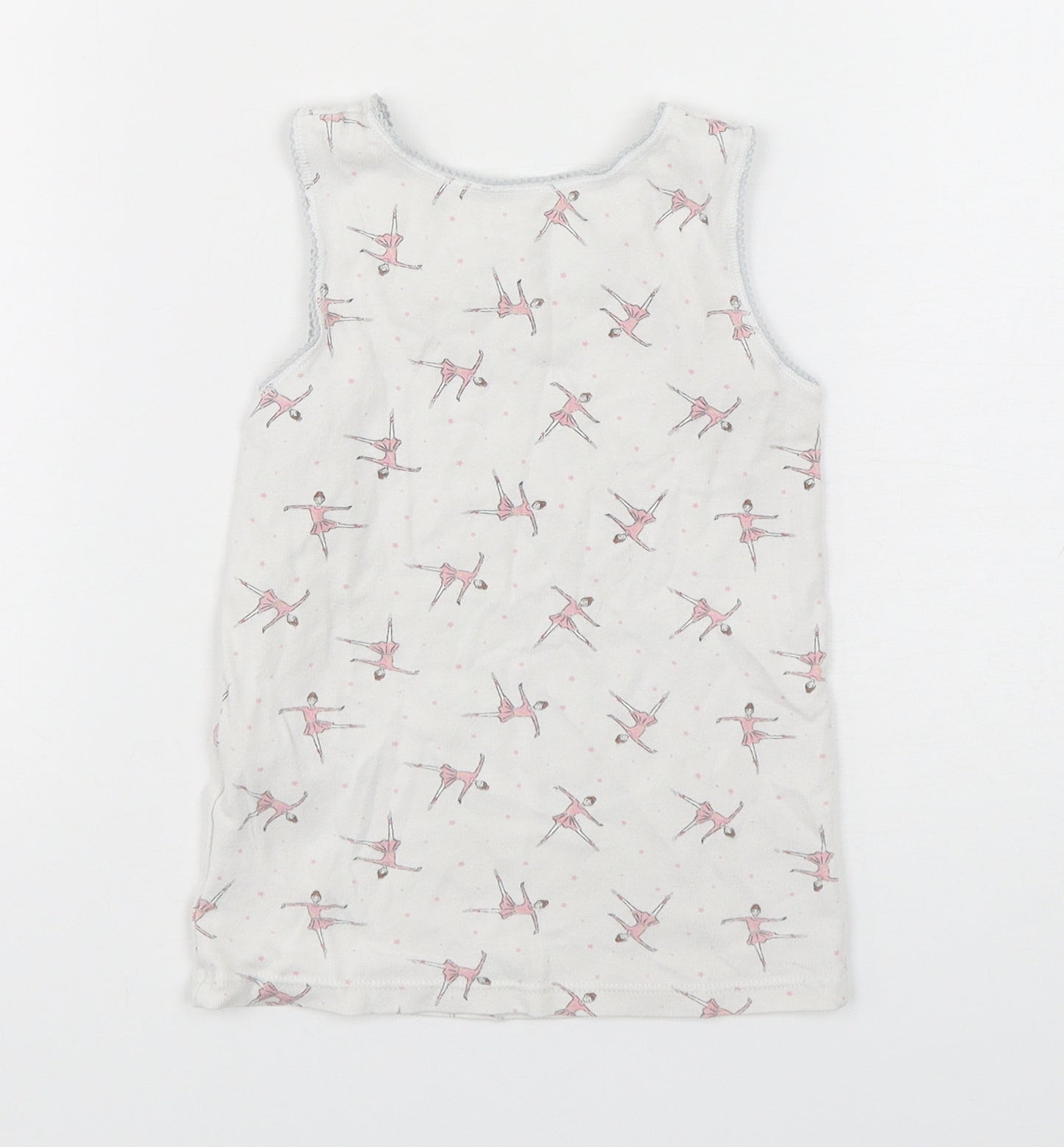Marks and Spencer Girls Multicoloured Spotted Cotton Basic Tank Size 4-5 Years Round Neck Pullover - ballerina