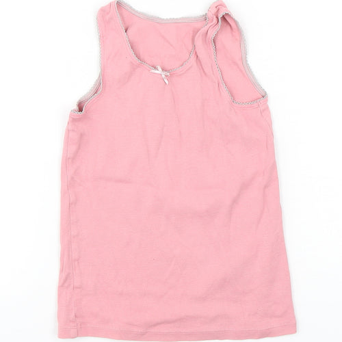 Marks and Spencer Girls Pink  Cotton Basic Tank Size 5-6 Years Round Neck Pullover