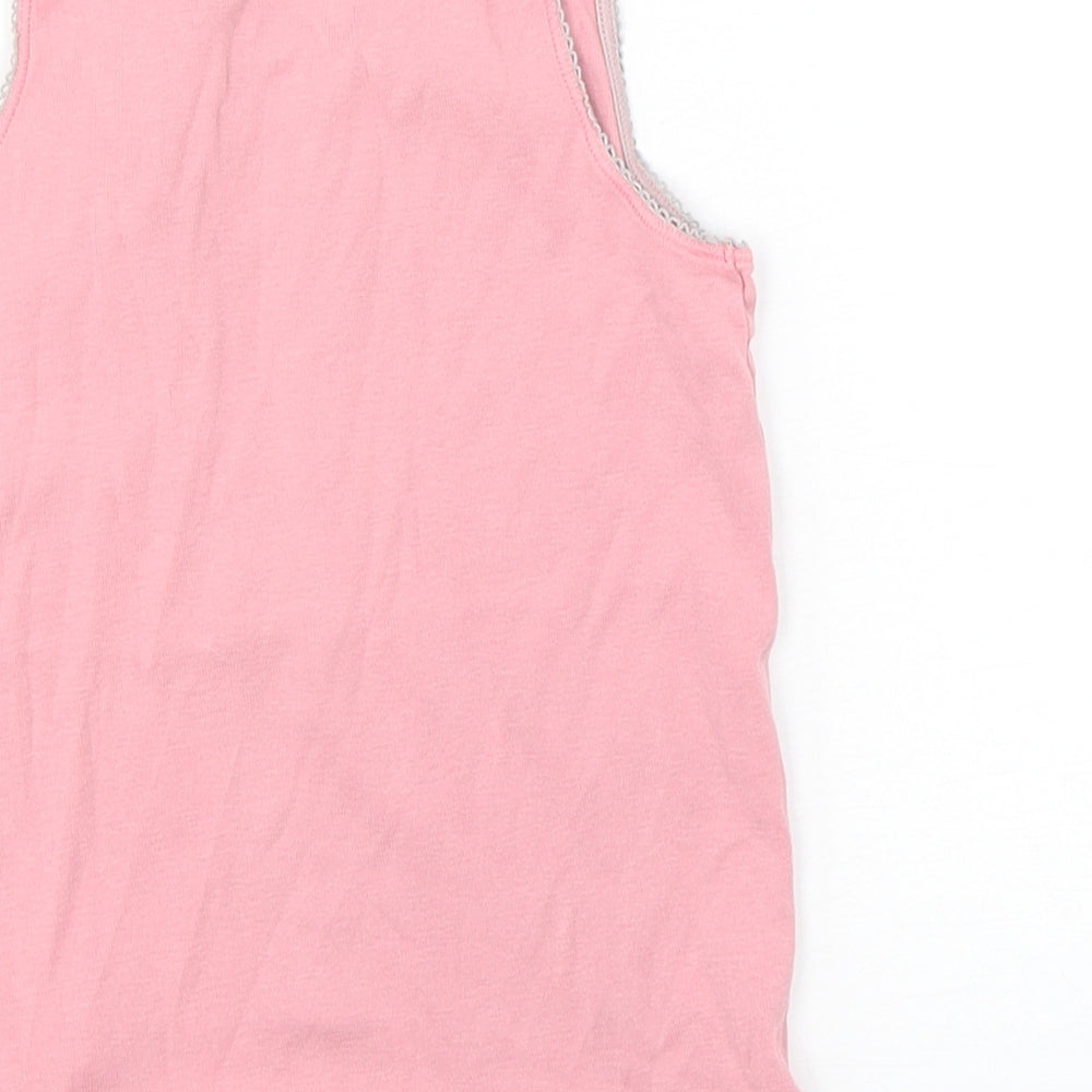 Marks and Spencer Girls Pink  Cotton Basic Tank Size 5-6 Years Round Neck Pullover