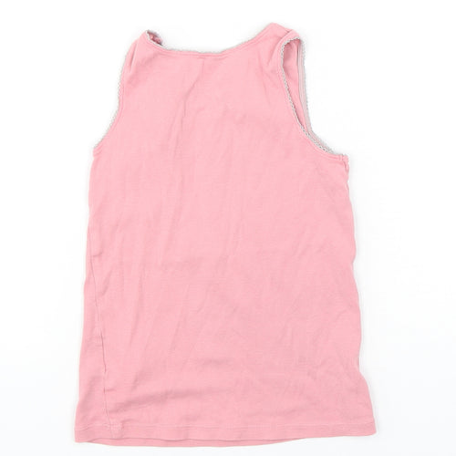 Marks and Spencer Girls Pink  Cotton Basic Tank Size 5-6 Years Round Neck Pullover
