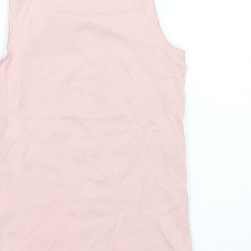 Marks and Spencer Girls Pink  Cotton Basic Tank Size 5-6 Years Round Neck Pullover