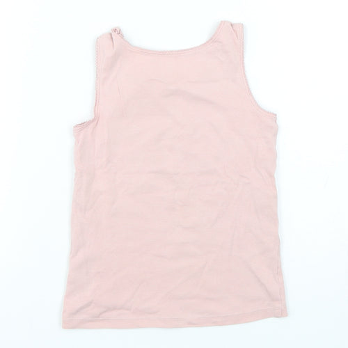 Marks and Spencer Girls Pink  Cotton Basic Tank Size 5-6 Years Round Neck Pullover