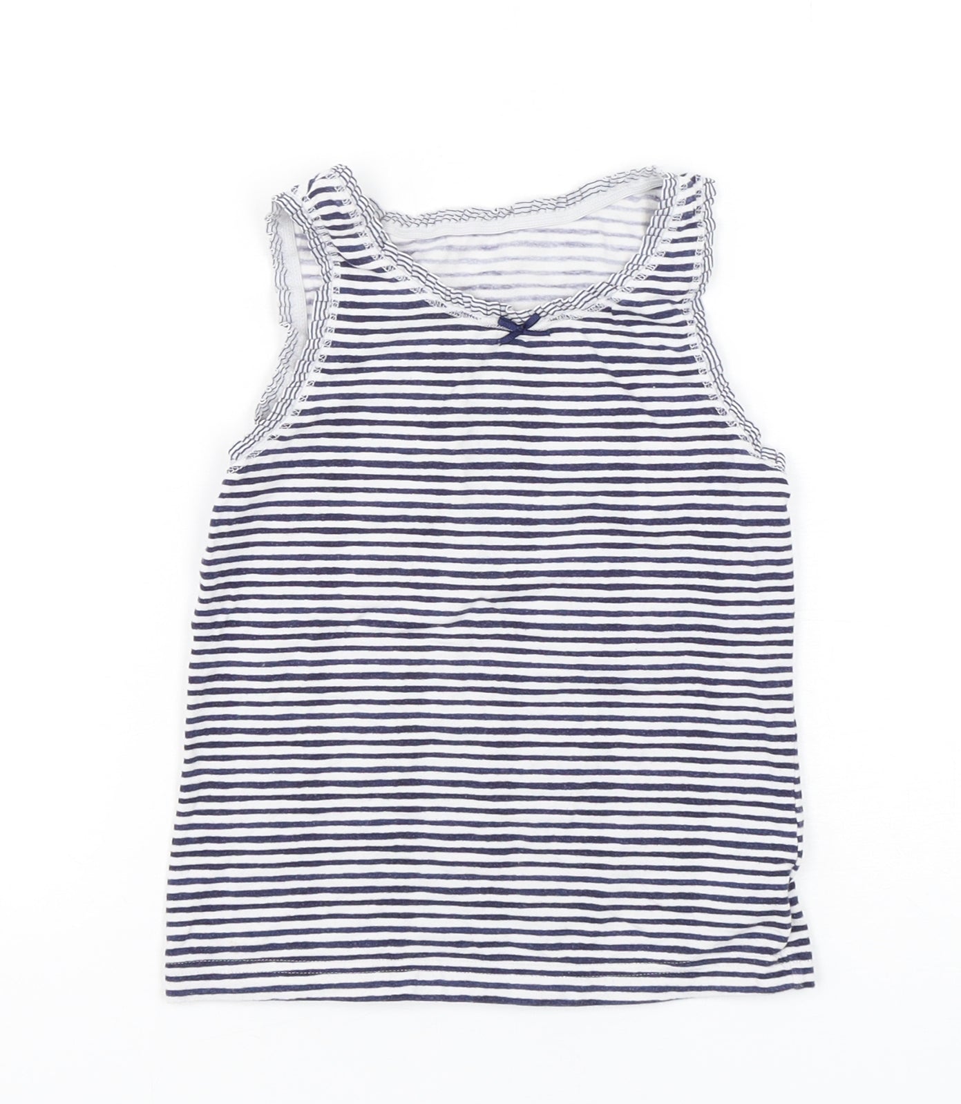 NEXT Girls Blue Striped Cotton Basic Tank Size 5-6 Years Round Neck Pullover