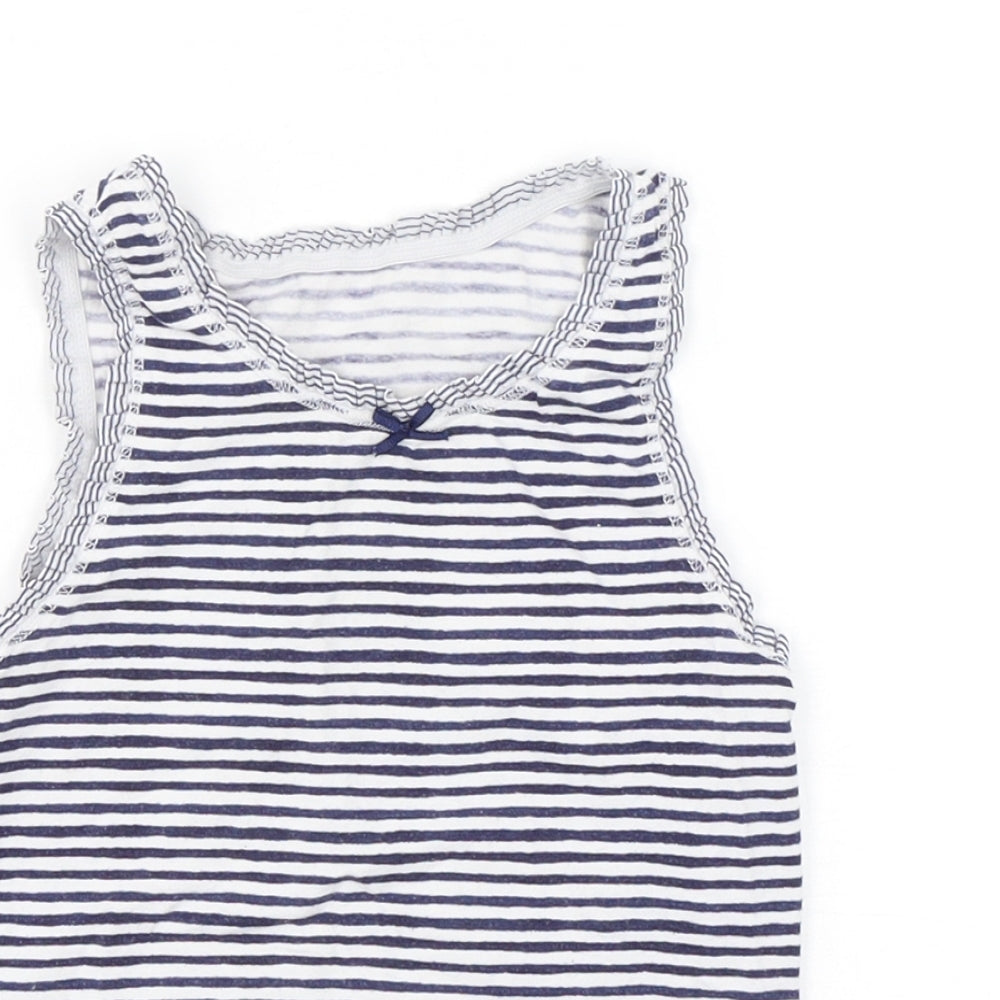 NEXT Girls Blue Striped Cotton Basic Tank Size 5-6 Years Round Neck Pullover