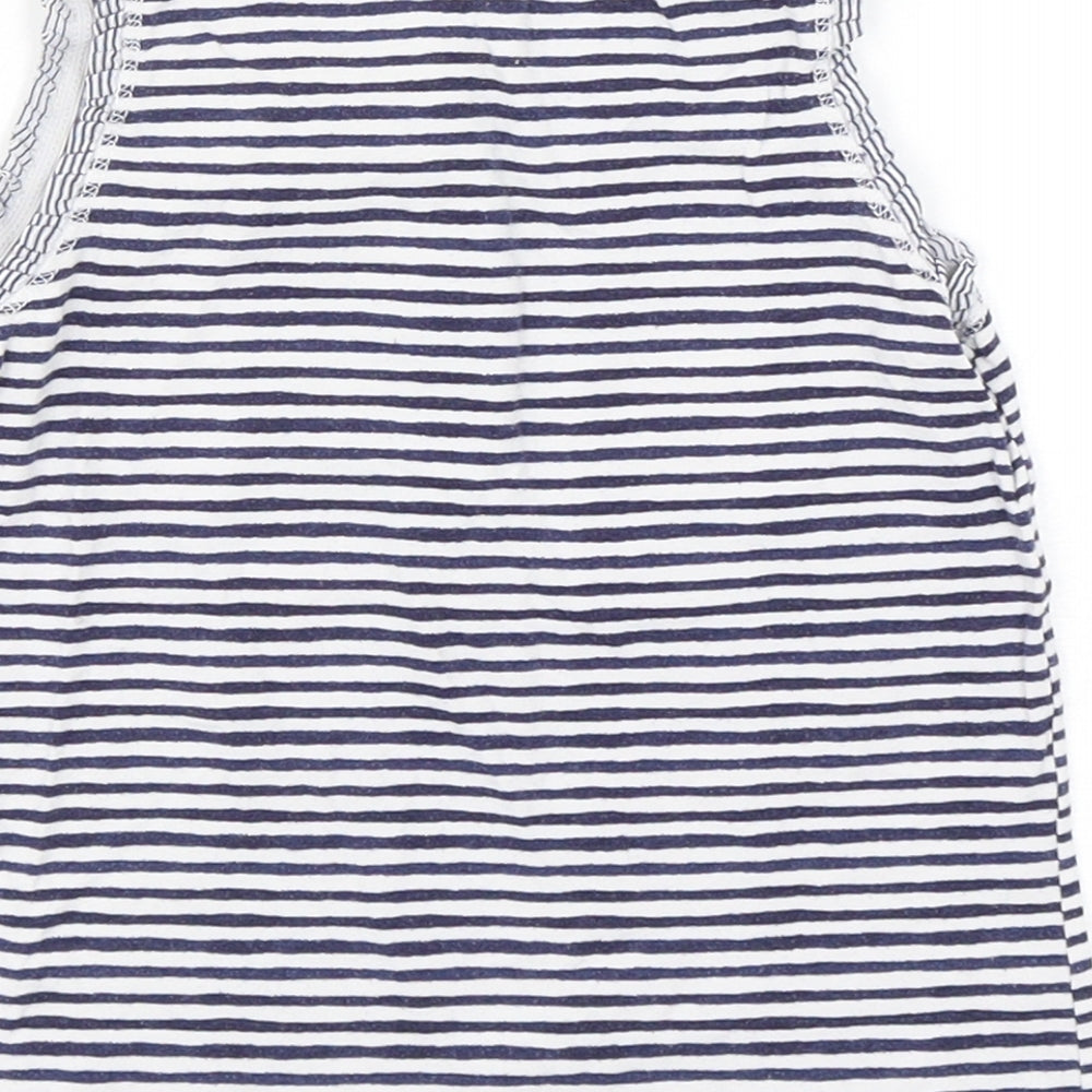 NEXT Girls Blue Striped Cotton Basic Tank Size 5-6 Years Round Neck Pullover