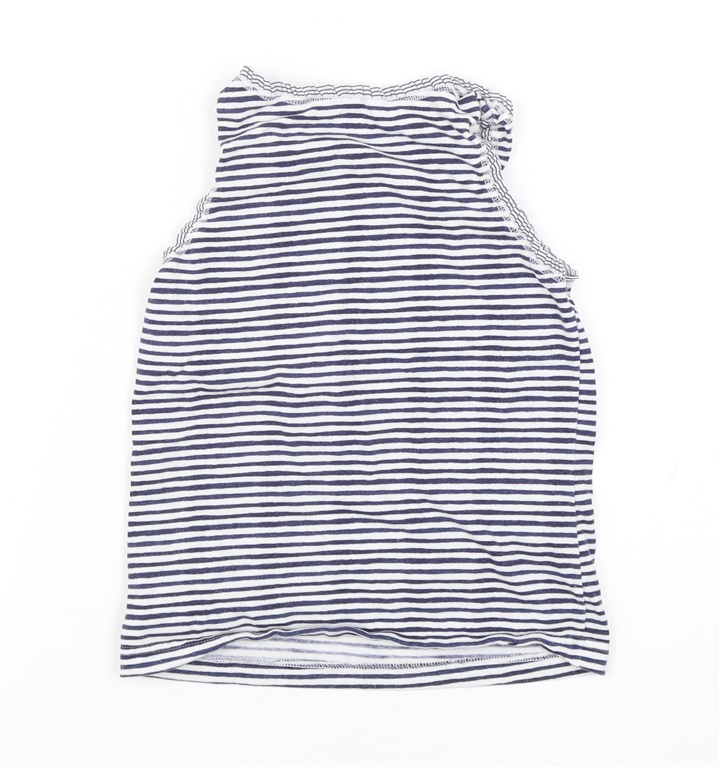 NEXT Girls Blue Striped Cotton Basic Tank Size 5-6 Years Round Neck Pullover
