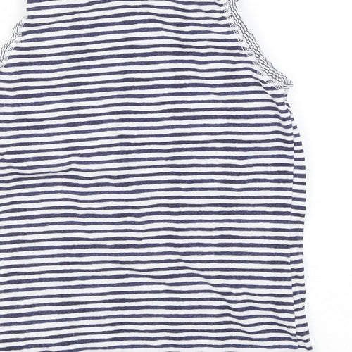 NEXT Girls Blue Striped Cotton Basic Tank Size 5-6 Years Round Neck Pullover