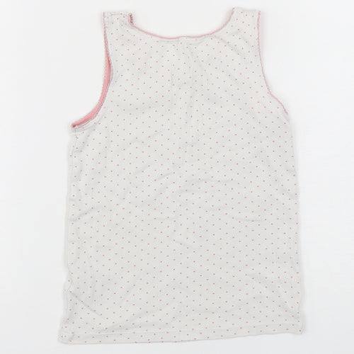 Marks and Spencer Girls Multicoloured Polka Dot Cotton Basic Tank Size 5-6 Years Round Neck Pullover